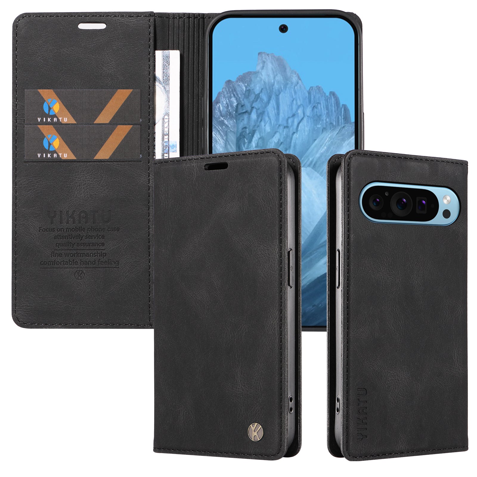 YIKATU YK-005 For Google Pixel 9 Case Leather Skin Touch Feeling Phone Cover YIKATU YK-005 For Google Pixel 9 Case Leather Skin Touch Feeling Phone Cover